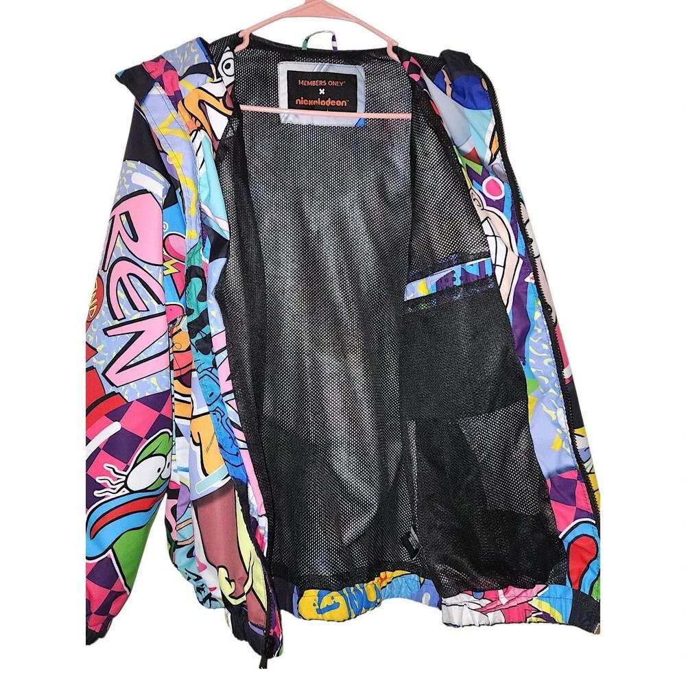 Members Only x Nickelodeon Rugrats Ren and Stimpy Hooded Windbreaker **FLAWS  S